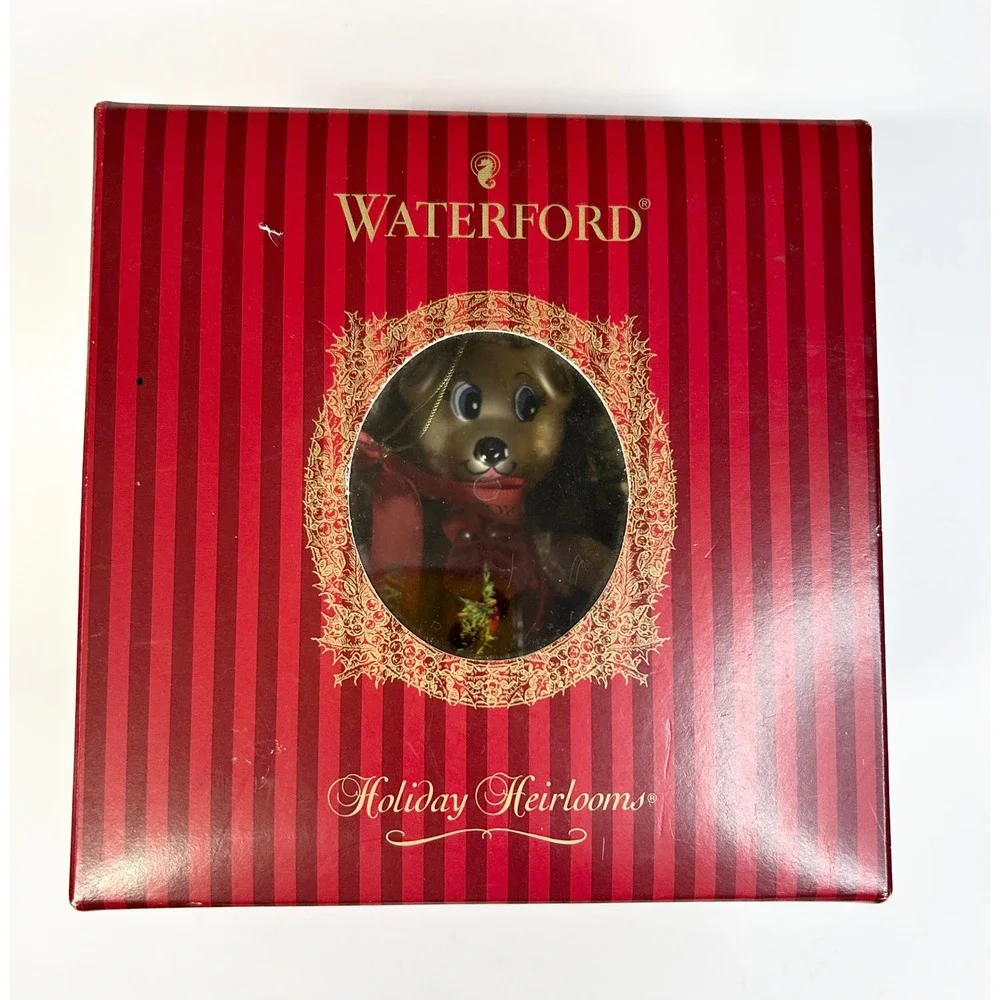 Waterford Holiday Heirlooms Glass Holiday Bear Ornament #130932 In Original Box
